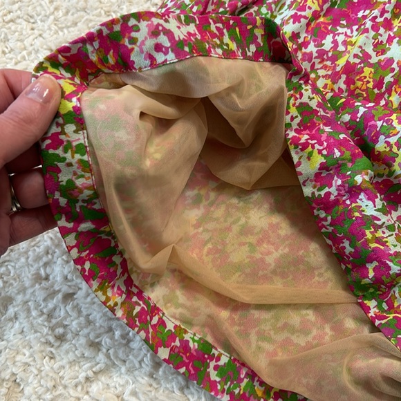 NWT ANTHRO PLENTY BY REESE M  tie-back halter romper in  pink/blue ditzy floral - Picture 6 of 12